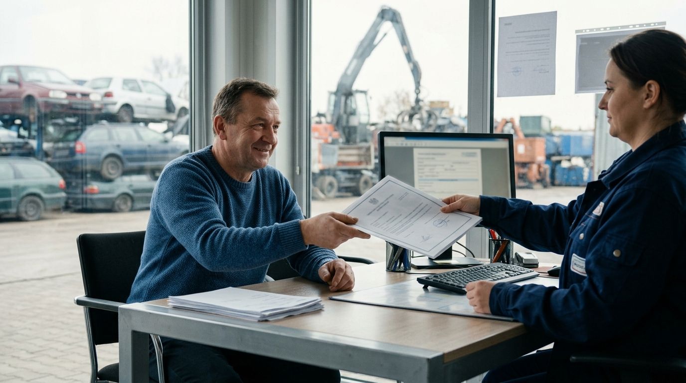 Krok 3: Odbi&oacute;r zaświadczenia i wyrejestrowanie pojazdu